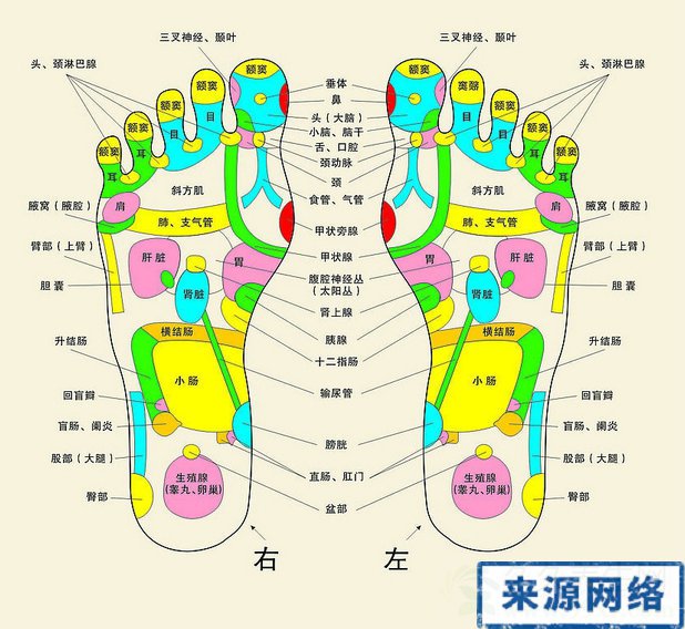 脚底穴位图及按摩方法